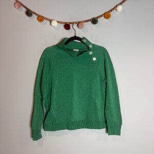 🔆 J. Crew green button collar pullover sweatshirt